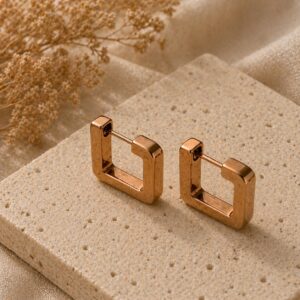 Bronze square earrings
