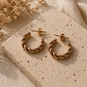 Twisted bronze hoops